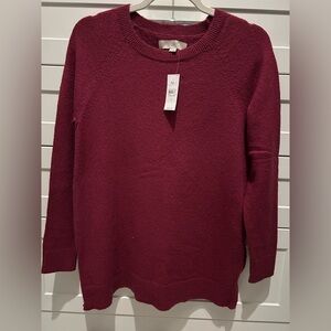 NWT LOFT sweater. Size small. Burgundy. Side zippers. So pretty!!